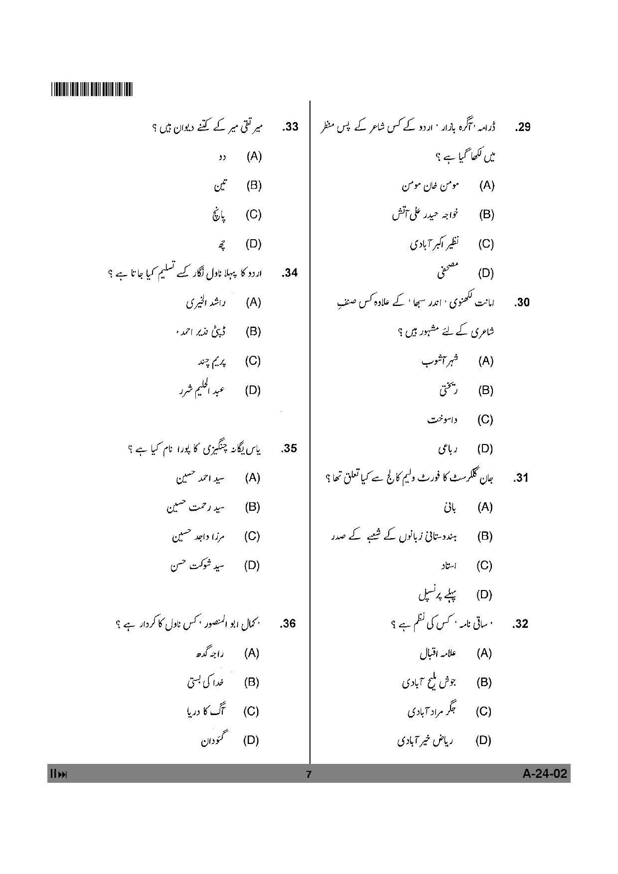 Telangana SET Urdu 2012 Question Paper II 6