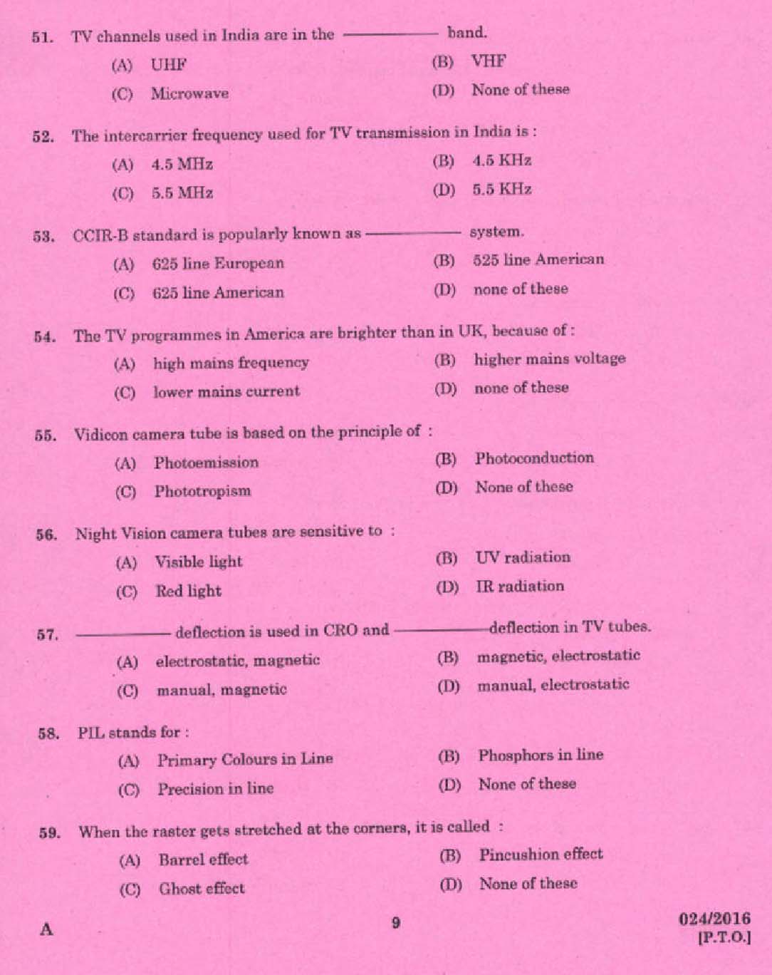 Kerala PSC Tradesman Exam Question Code 0242016 7