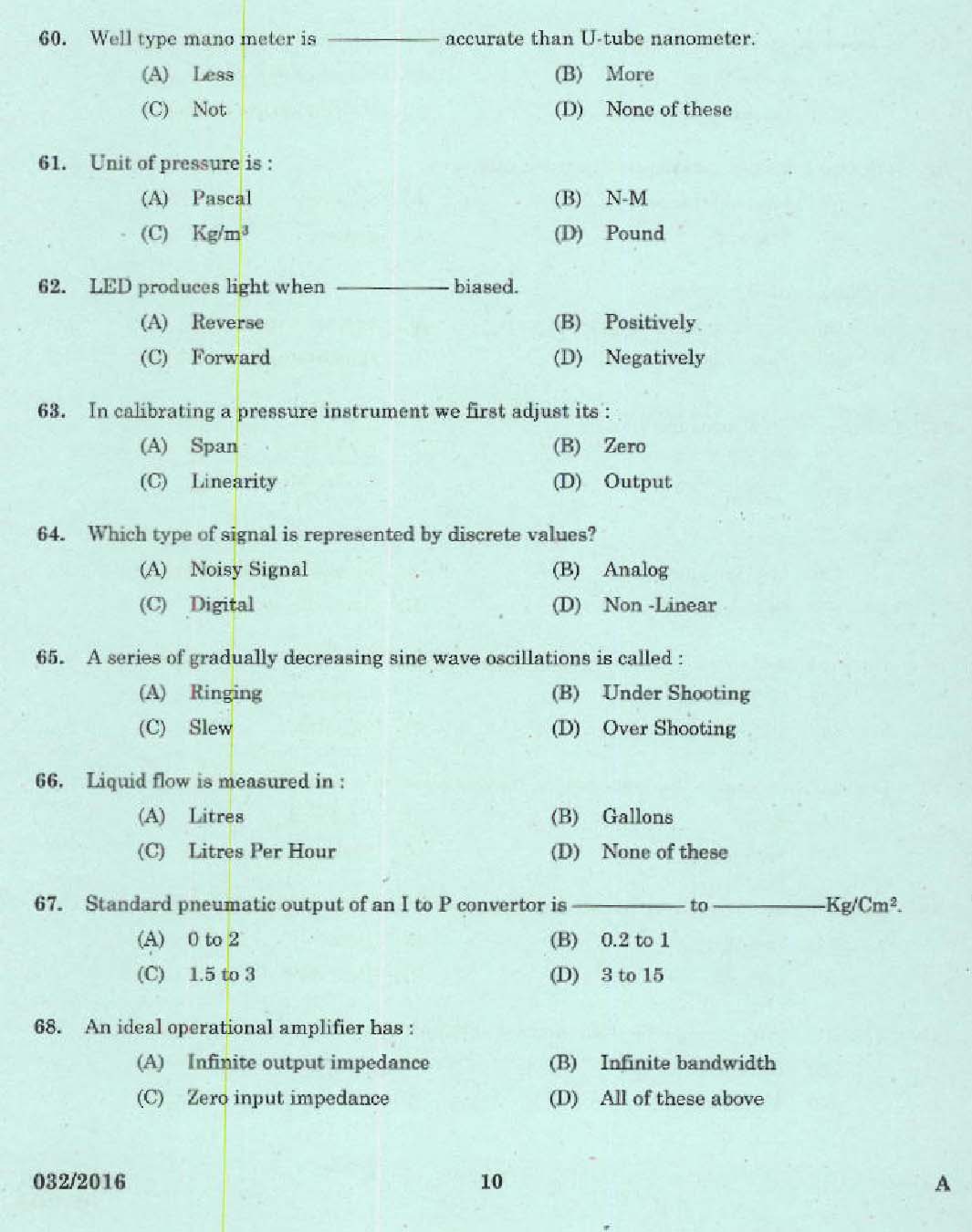 Kerala PSC Tradesman Exam Question Code 0322016 8
