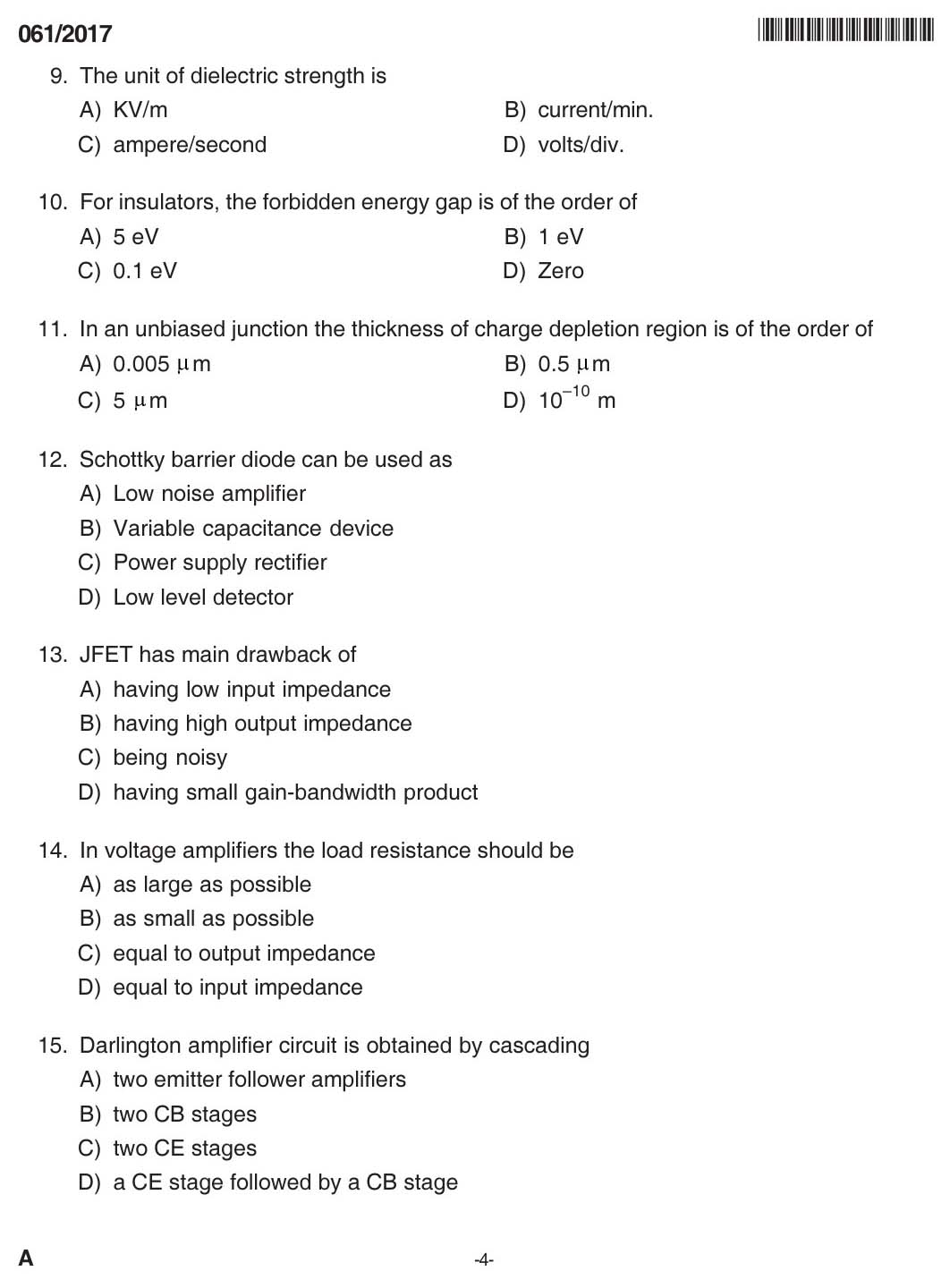 Kerala PSC Tradesman Exam Question Code 0612017 3