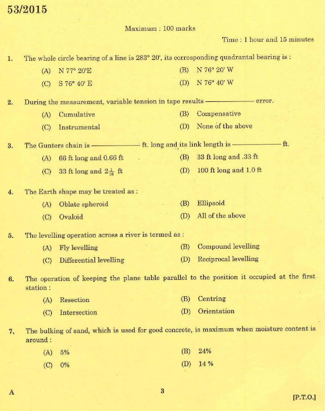 KPSC Tradesman Survey Exam 2015 Code 532015 1