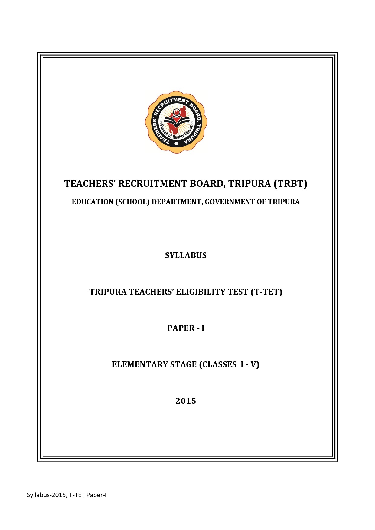 Syllabus of T-TET Paper-I 1