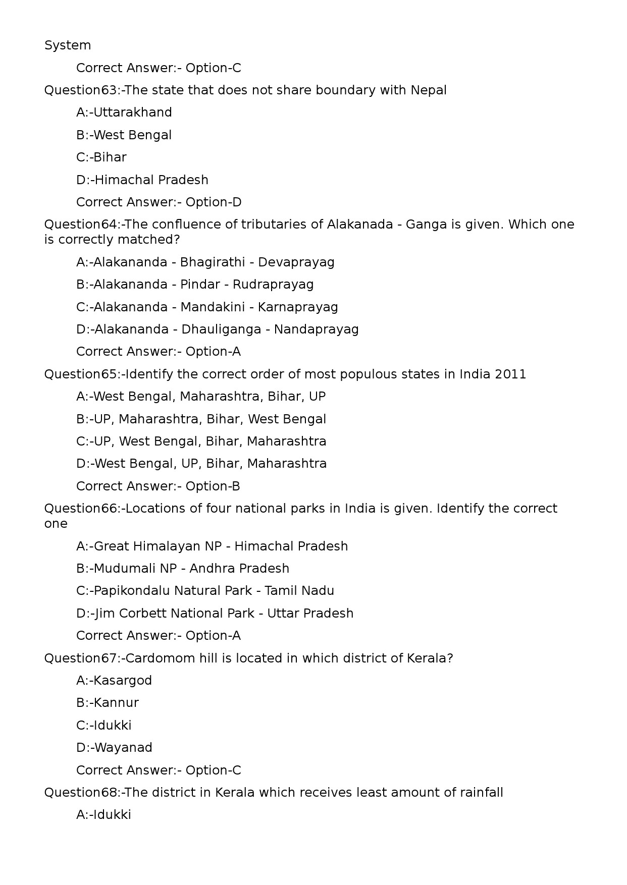 KPSC Non Vocational Teacher Geography Exam 2024 Code 92024OL 14