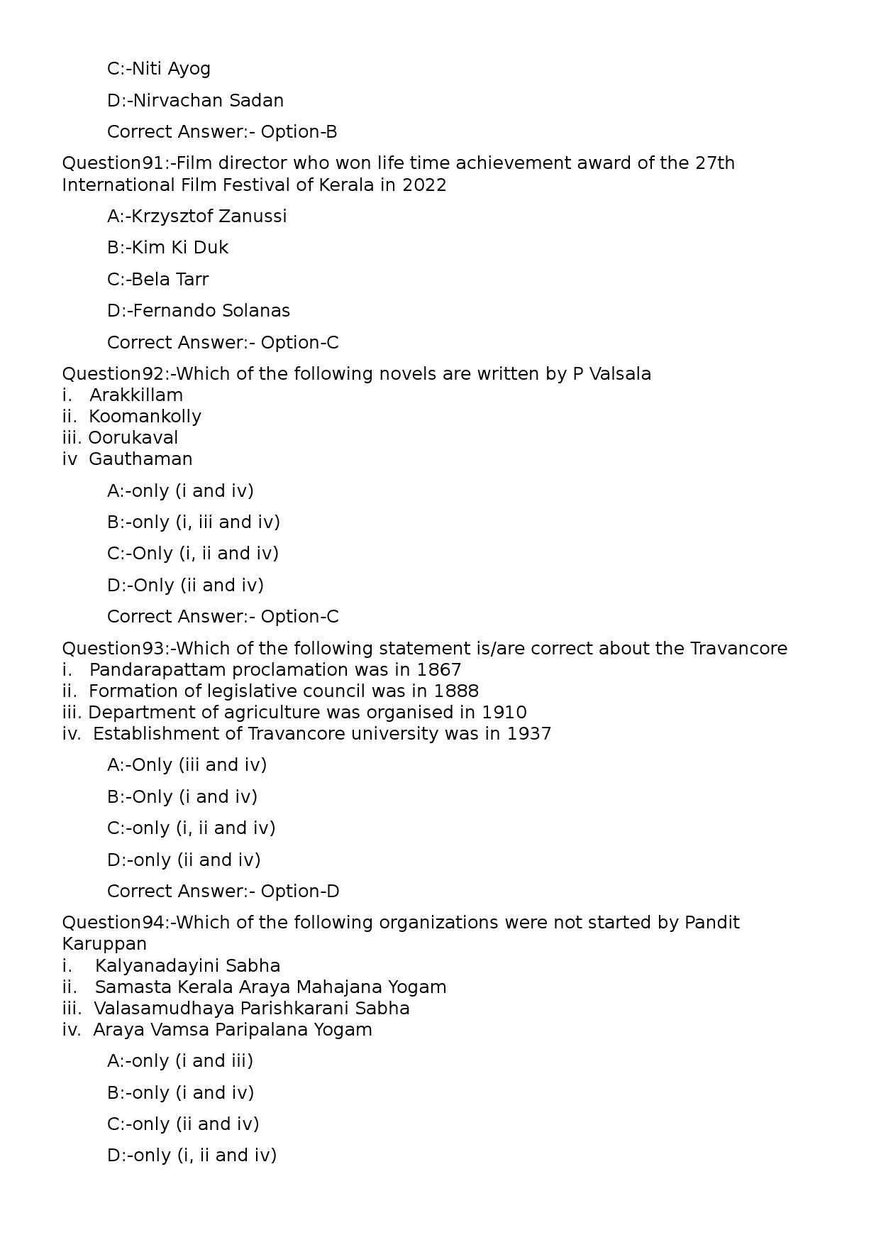 KPSC Non Vocational Teacher Geography Exam 2024 Code 92024OL 20