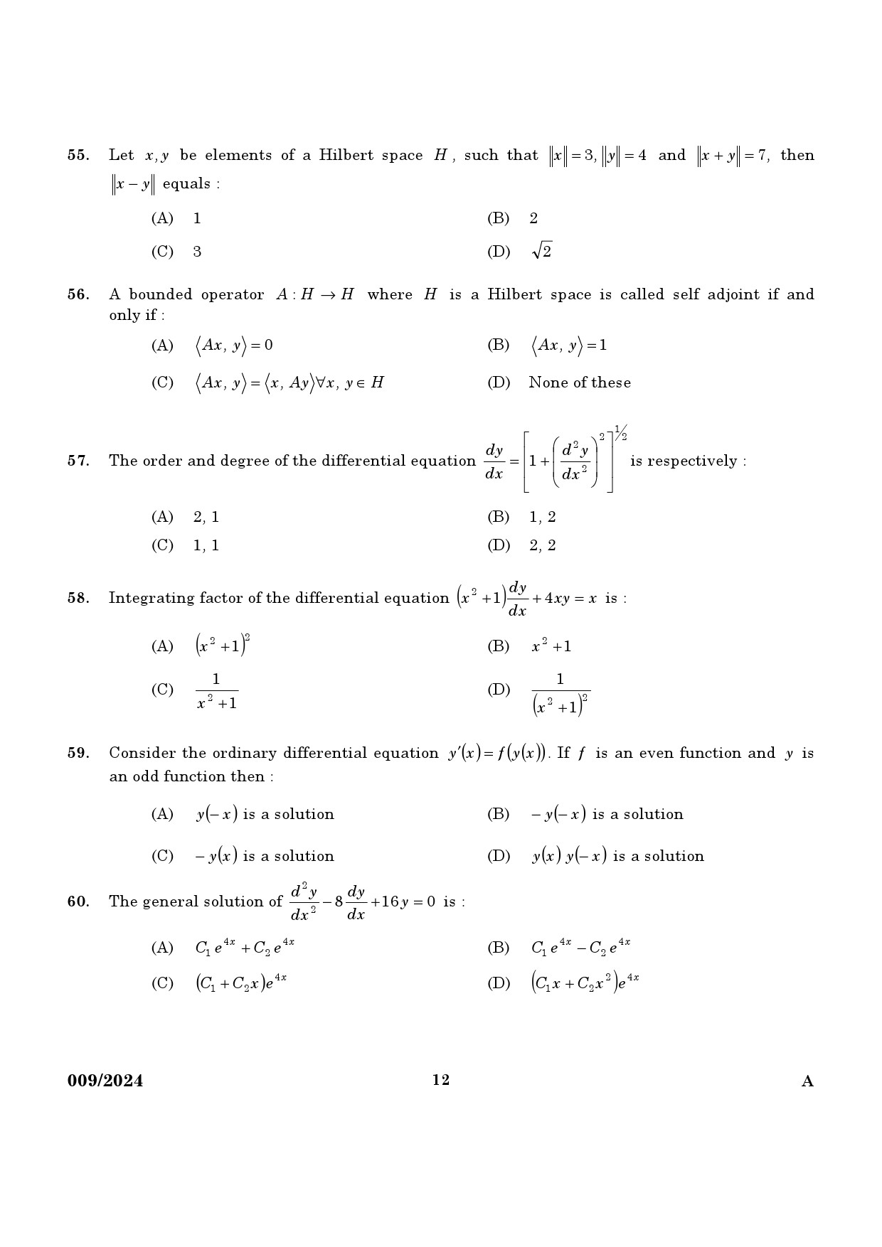 KPSC Non Vocational Teacher Mathematics Exam 2024 Code 0092024 10