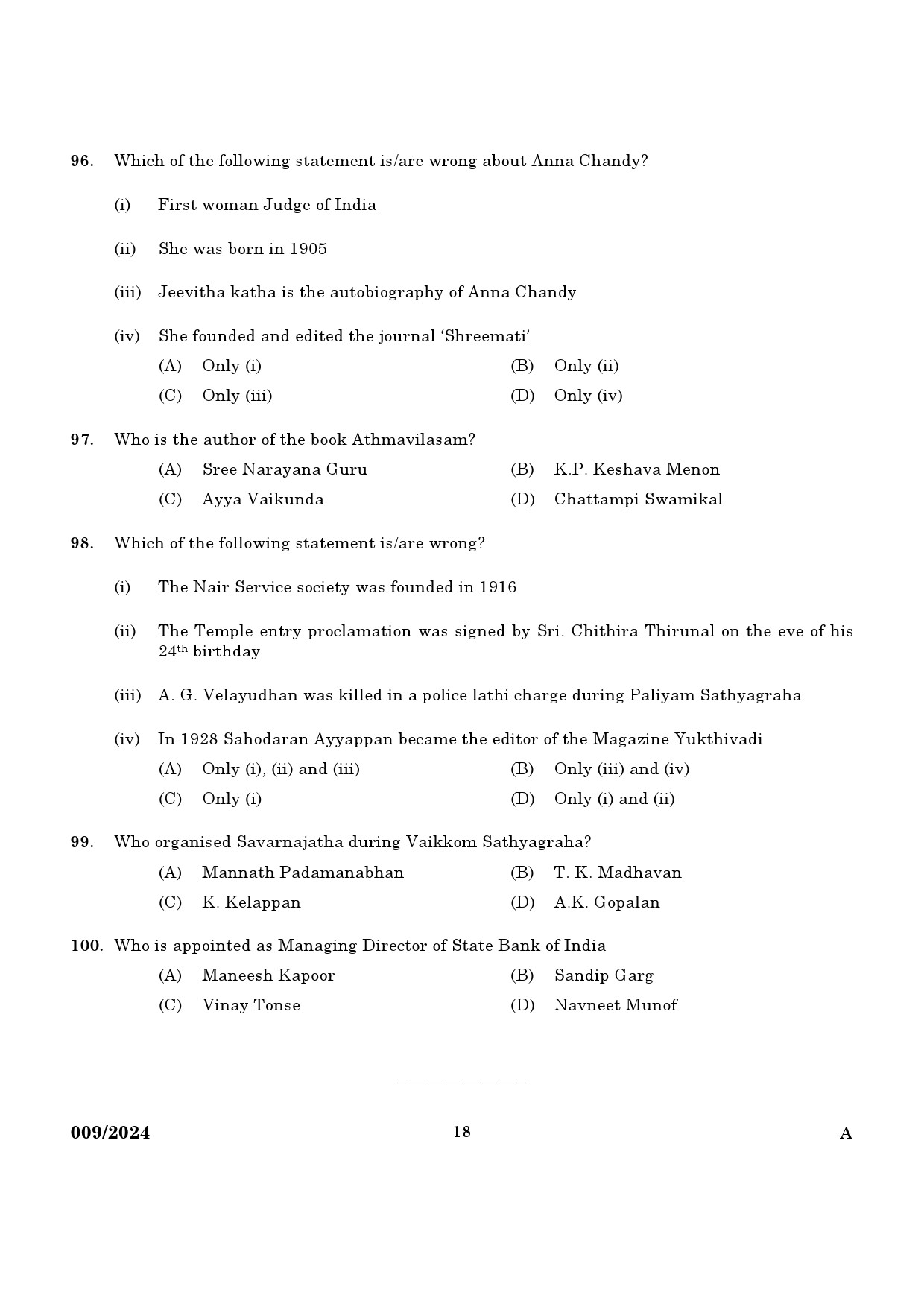 KPSC Non Vocational Teacher Mathematics Exam 2024 Code 0092024 16