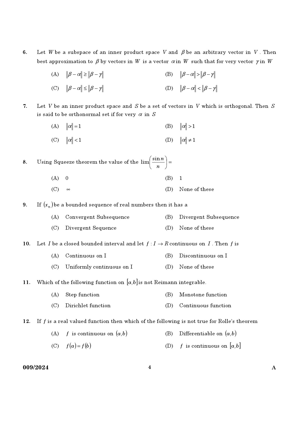 KPSC Non Vocational Teacher Mathematics Exam 2024 Code 0092024 2