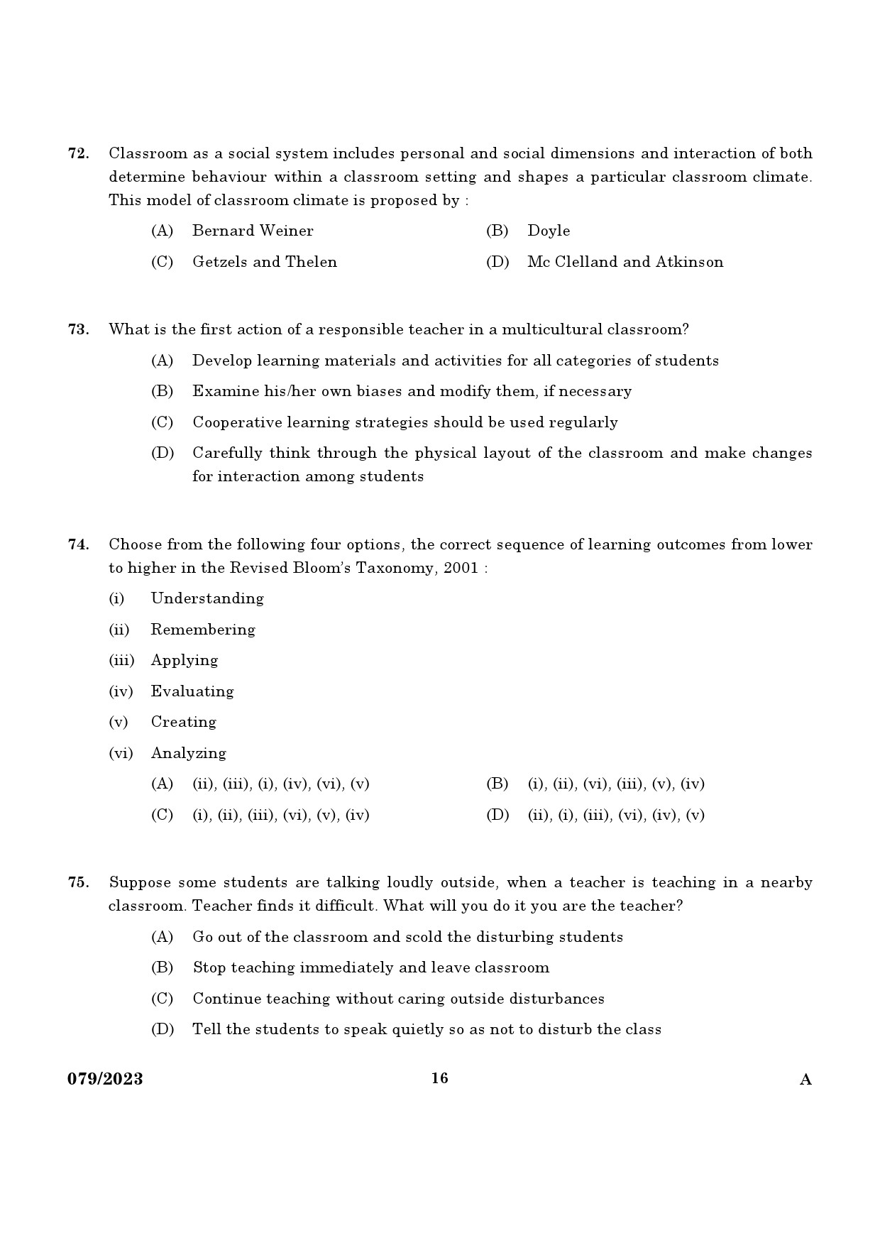 KPSC Non Vocational Teacher Senior Biology Exam 2023 Code 0792023 14