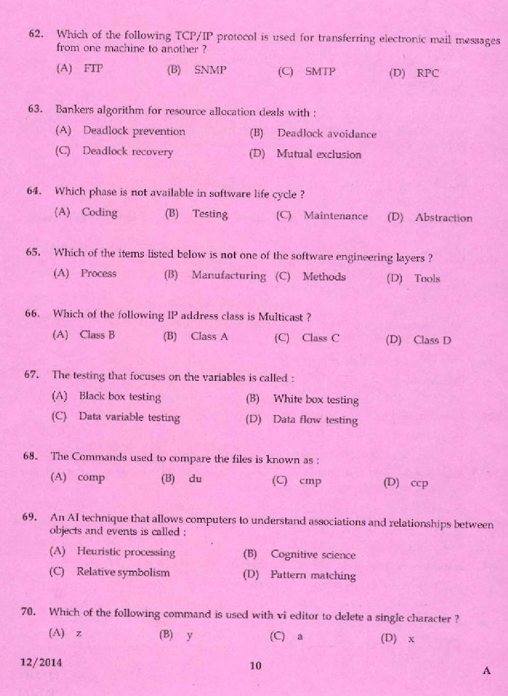 KPSC Vocational Teacher Exam 2014 Code 122014 8