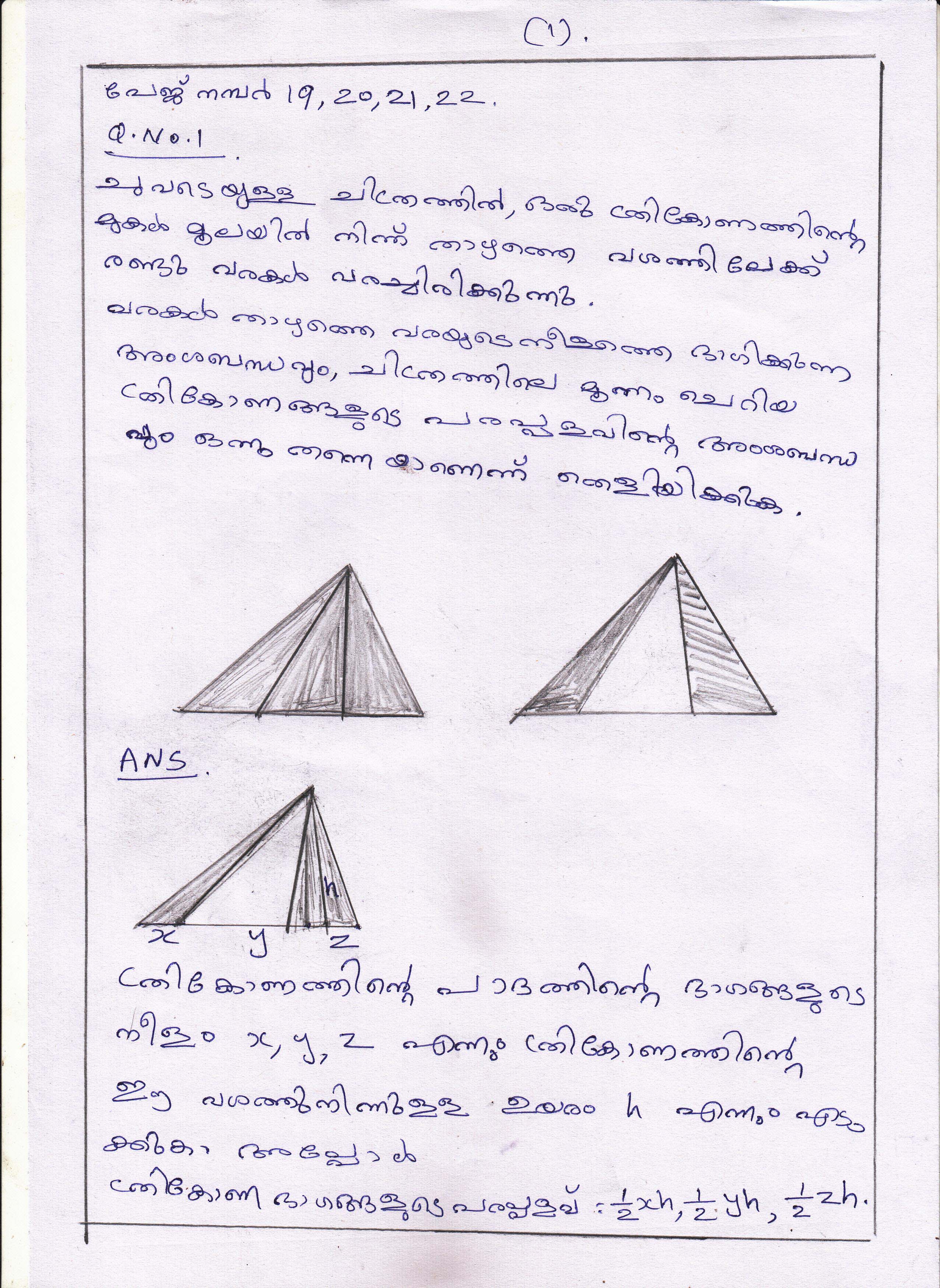 Triangle Division Problems of Area Chapter Class IX Mathematics 1