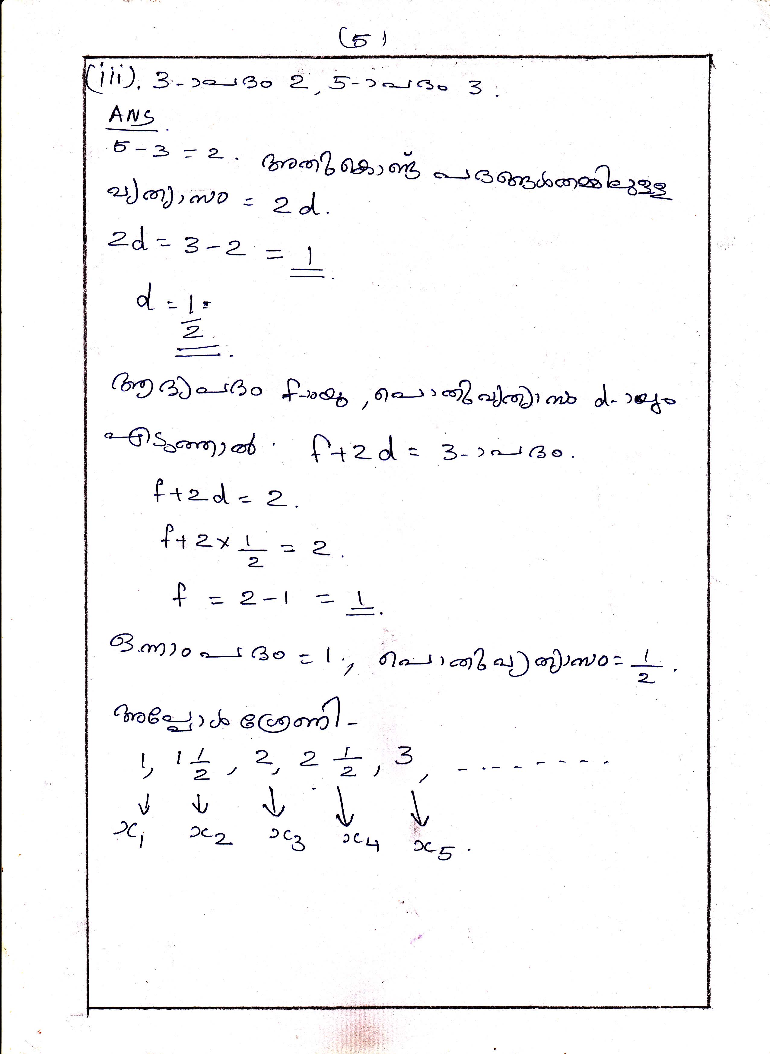 Position and term in Arithmetic Sequences Chapter Class X Mathematics 5