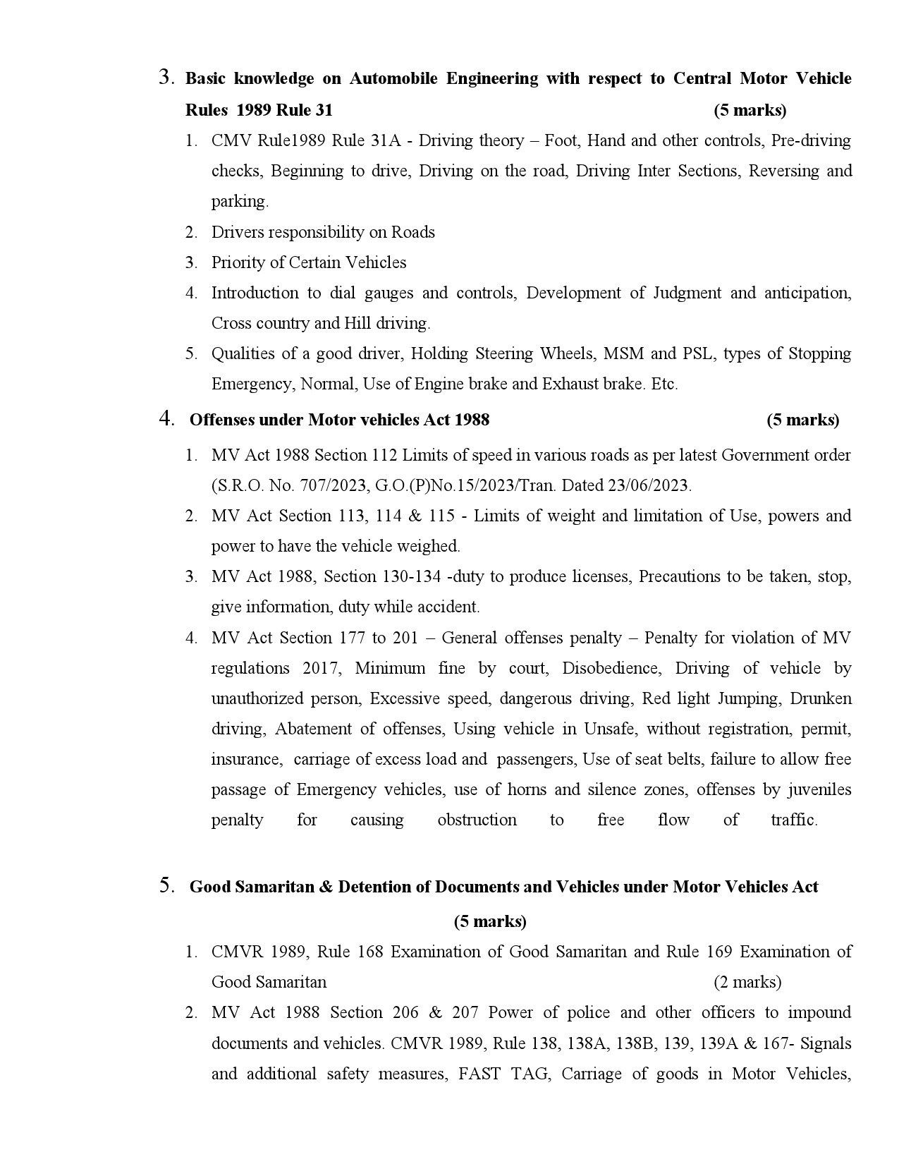 Syllabus for KPSC Fire and Rescue Officer Driver Trainee Examination 9