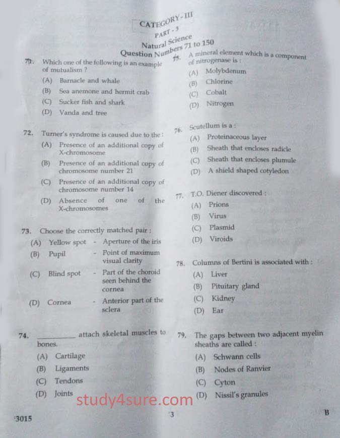 Kerala State Eligibility Test (SET) – Malayalam Exam 2017 Question Code:17820-A